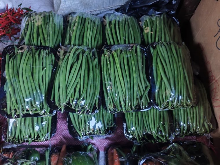 Green beans, trimmed and packed